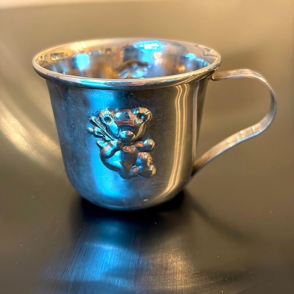 Silver plated baby mug,